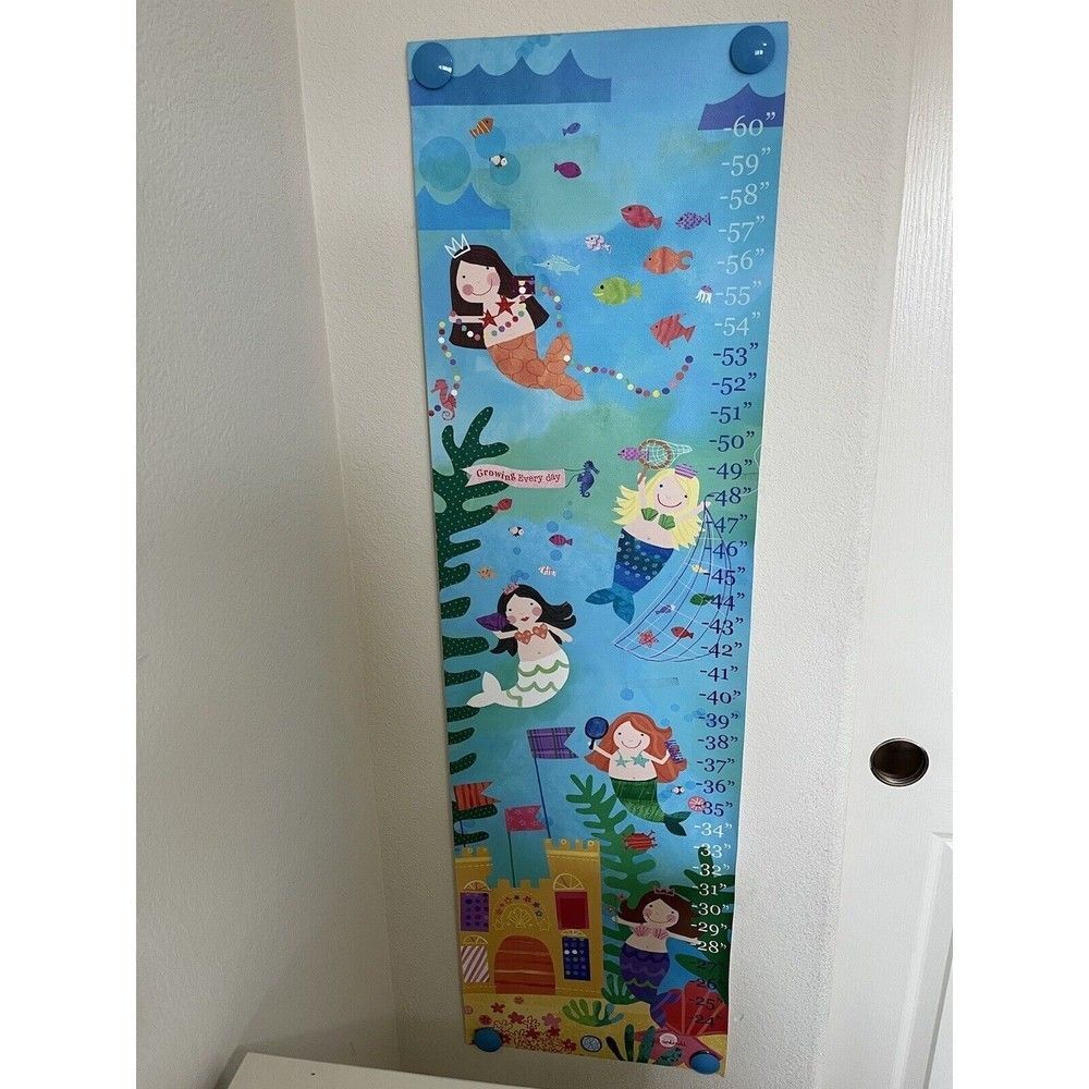 Oopsy Daisy Mermaid Canvas Growth Chart Wall Hanging